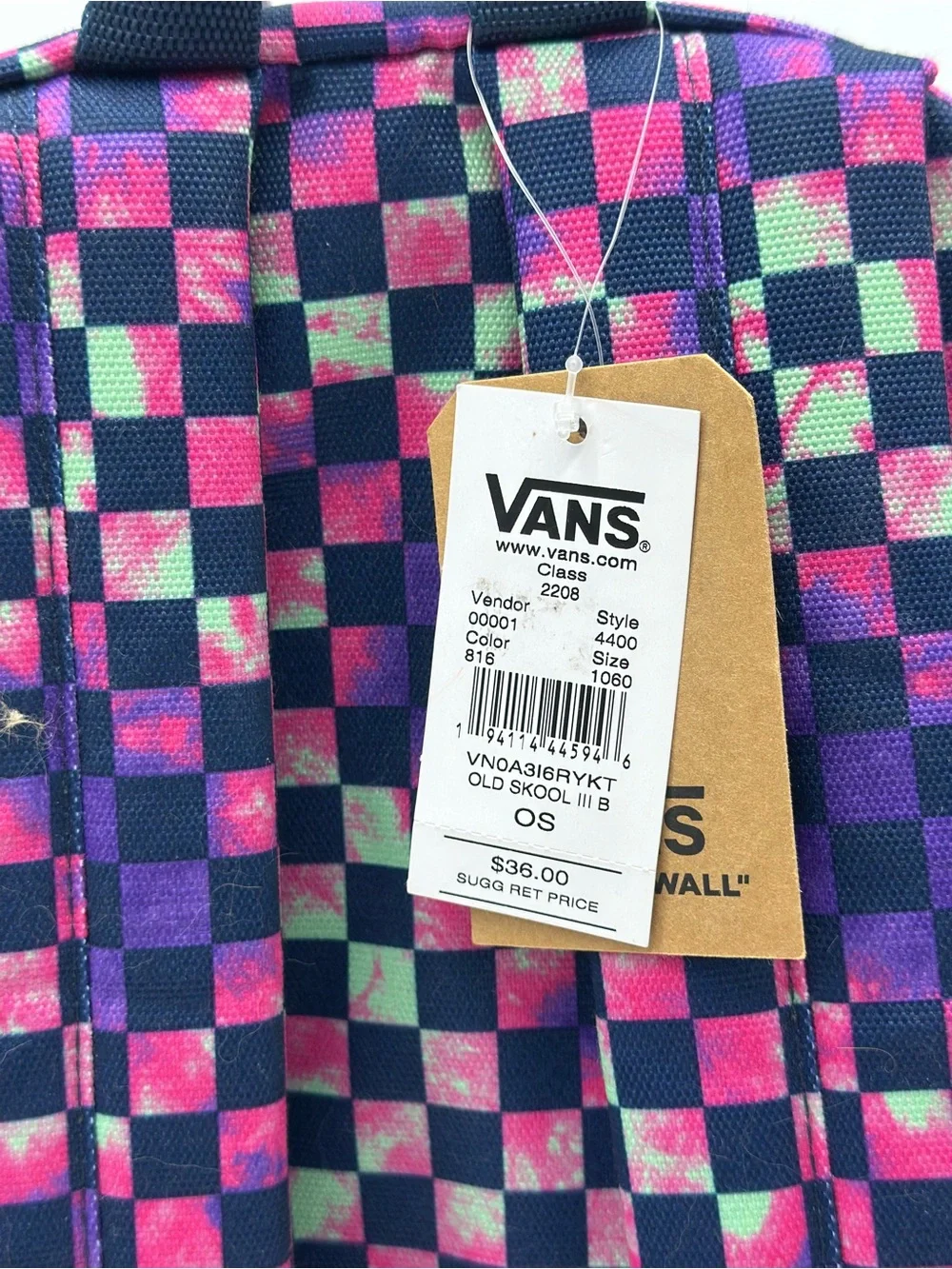 Vans Purple Pink Mint Checkerboard Backpack